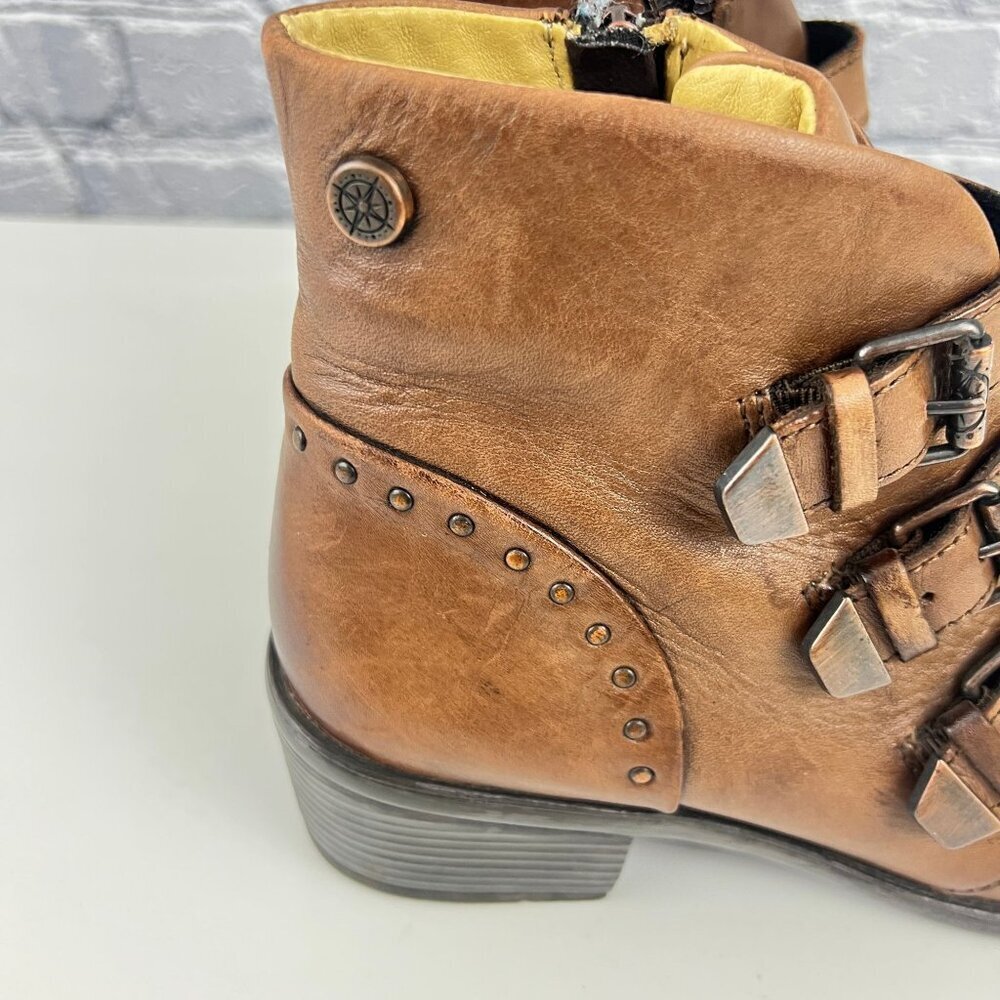 Bussola Ankle Boots 3 Strap Booties Antique Brown Size 39 8/8.5 M - Picture 5 of 16